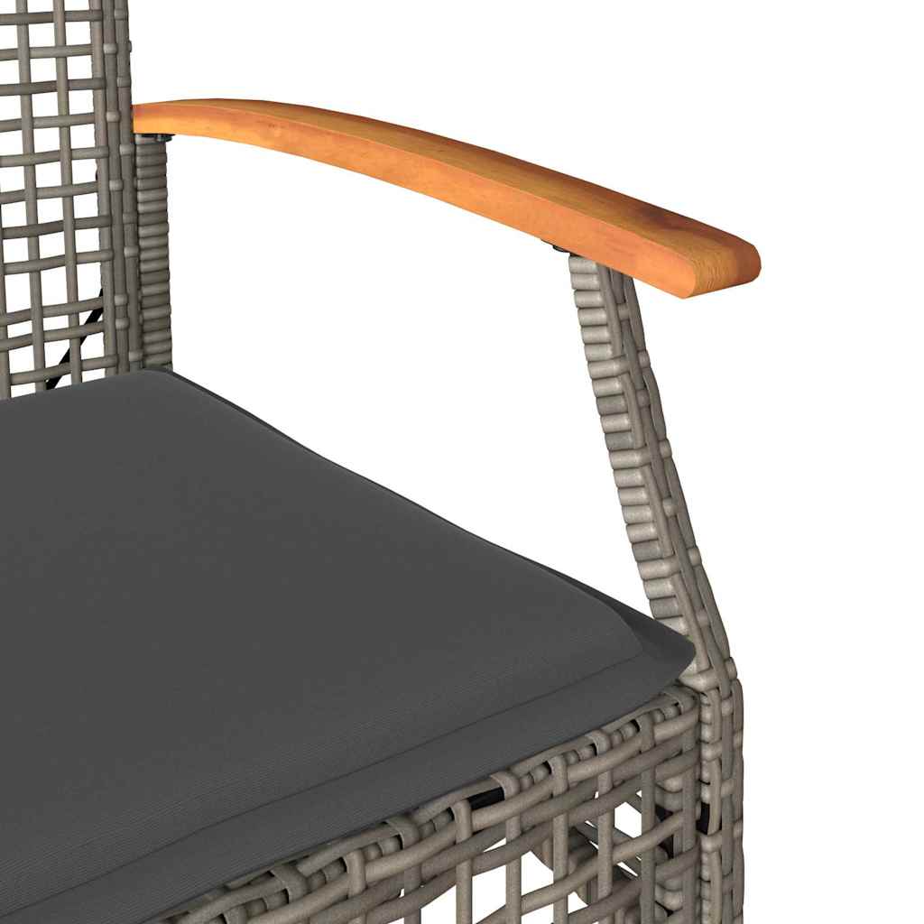 Sedie da Giardino con Cuscini 4pz Grigie in Polyrattan e Acacia | homemem39