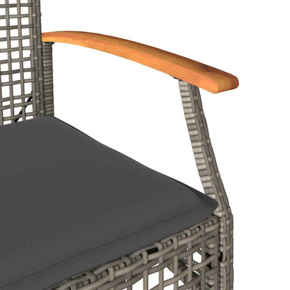 Sedie da Giardino con Cuscini 4pz Grigie in Polyrattan e Acacia | homemem39
