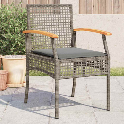 Sedie da Giardino con Cuscini 4pz Grigie in Polyrattan e Acacia | homemem39