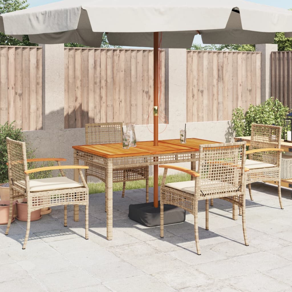Sedie da Giardino con Cuscini 4 pz Beige in Polyrattan e Acacia - homemem39