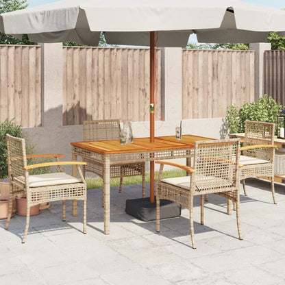 Sedie da Giardino con Cuscini 4 pz Beige in Polyrattan e Acacia - homemem39