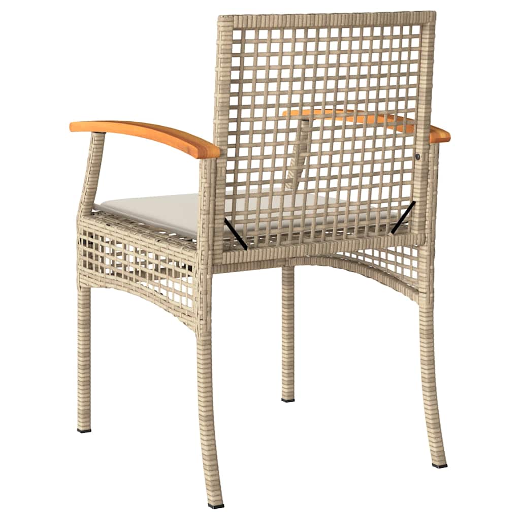 Sedie da Giardino con Cuscini 4 pz Beige in Polyrattan e Acacia | homemem39