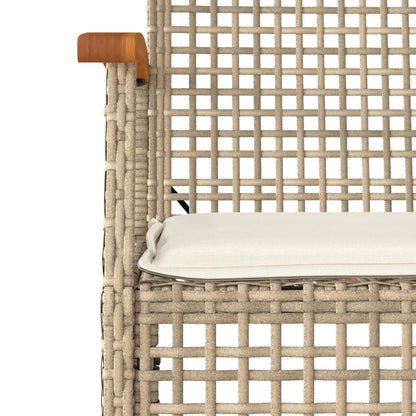 Sedie da Giardino con Cuscini 4 pz Beige in Polyrattan e Acacia - homemem39