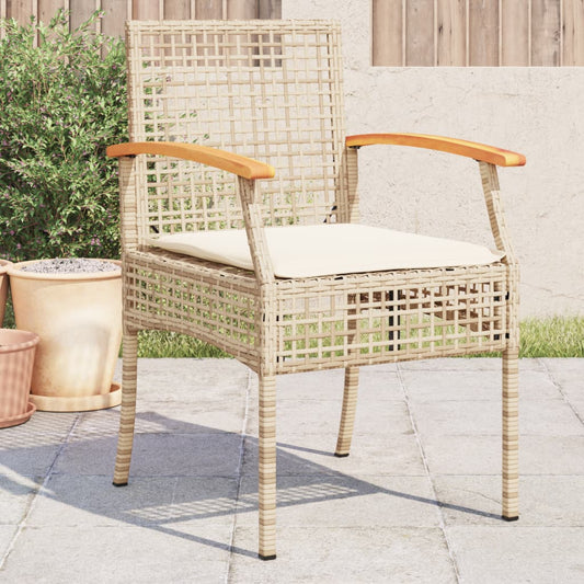 Sedie da Giardino con Cuscini 4 pz Beige in Polyrattan e Acacia - homemem39