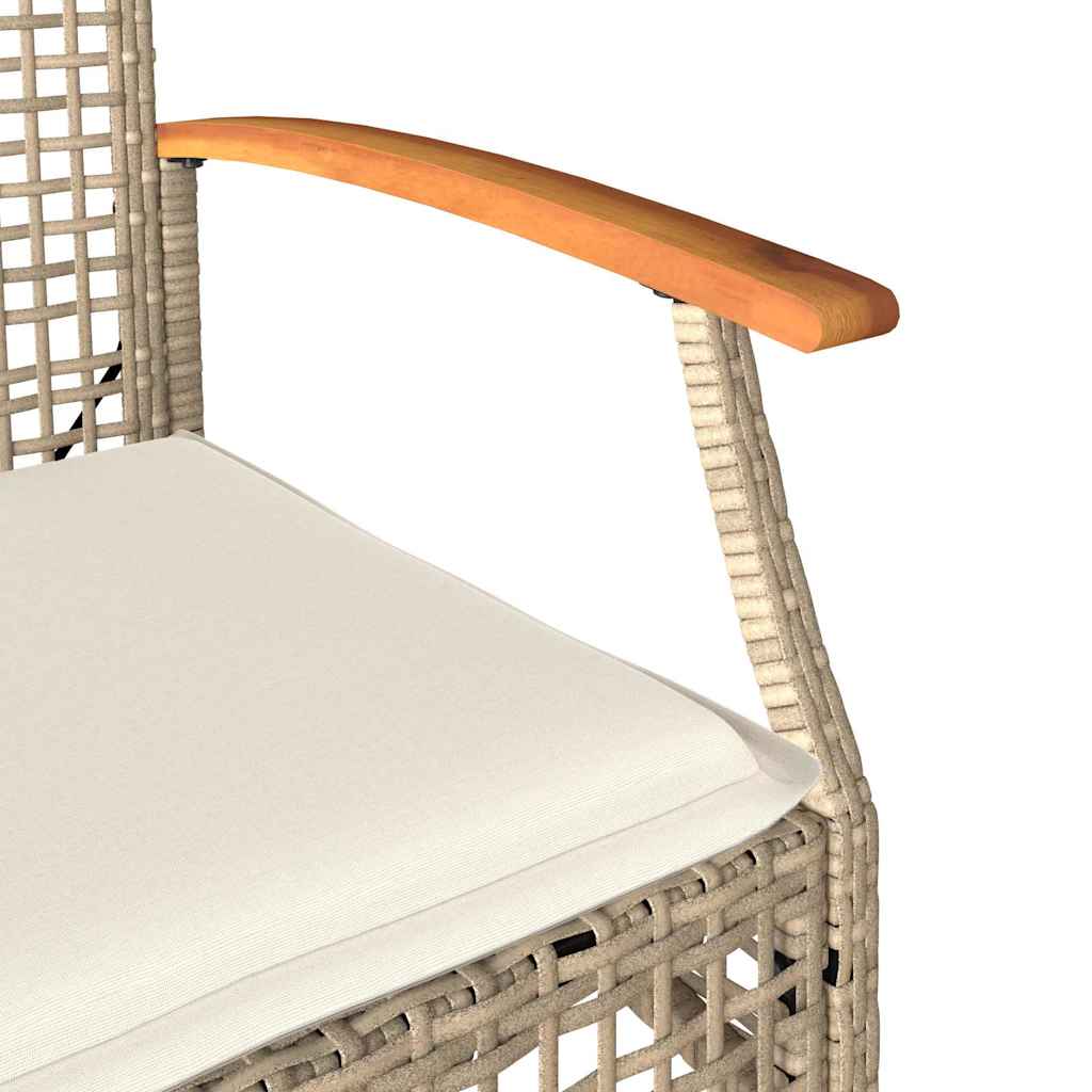 Set da Bistrò 3 pz con Cuscini Beige Polyrattan e Legno Acacia | homemem39