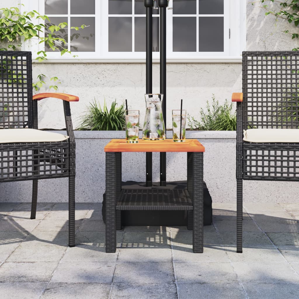 Tavolo da Giardino Nero 40x40x42cm in Polyrattan e Legno Acacia - homemem39