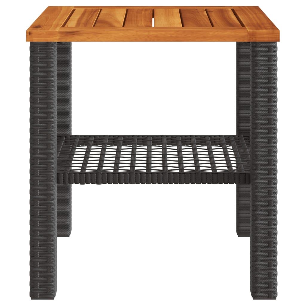 Tavolo da Giardino Nero 40x40x42cm in Polyrattan e Legno Acacia - homemem39