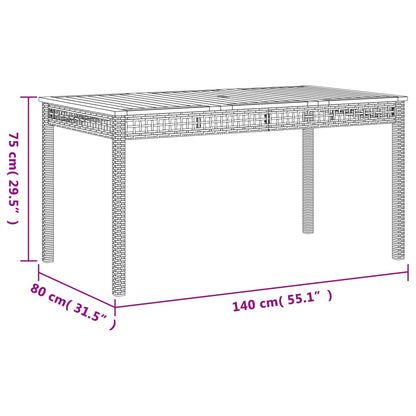 Tavolo da Giardino Beige 140x80x75 cm Polyrattan e Legno Acacia - homemem39