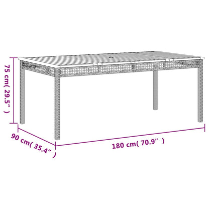 Tavolo da Giardino Grigio 180x90x75cm Polyrattan e Legno Acacia - homemem39