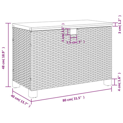 Contenitore Giardino Nero 80x40x48 cm Polyrattan e Legno Acacia - homemem39