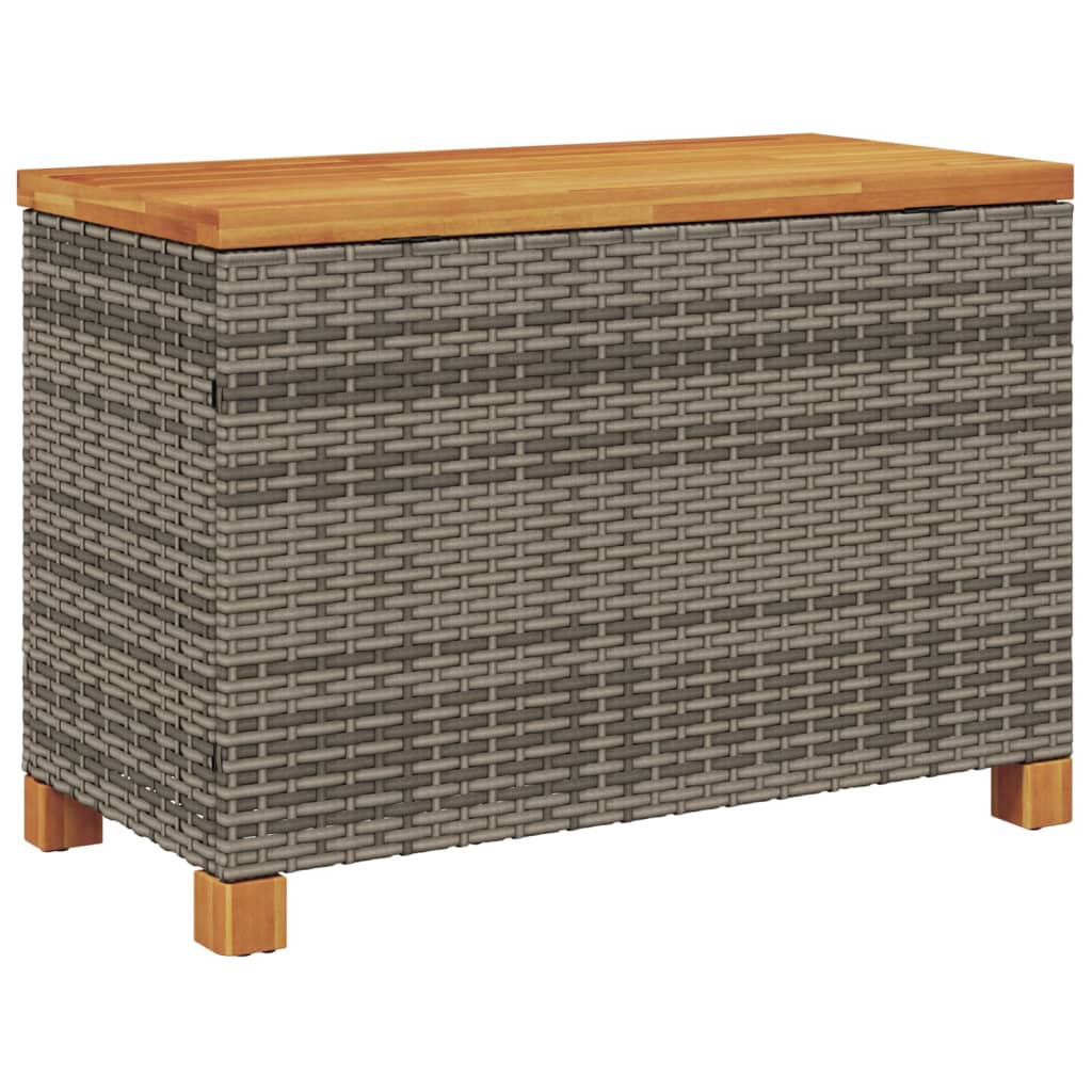 Contenitore Giardino Grigio 80x40x48 cm Polyrattan Legno Acacia