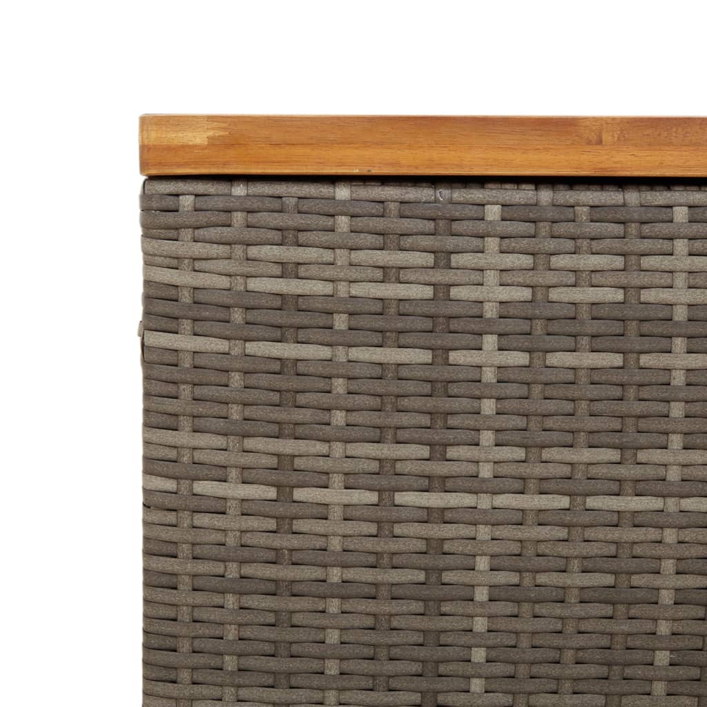 Contenitore Giardino Grigio 80x40x48 cm Polyrattan Legno Acacia