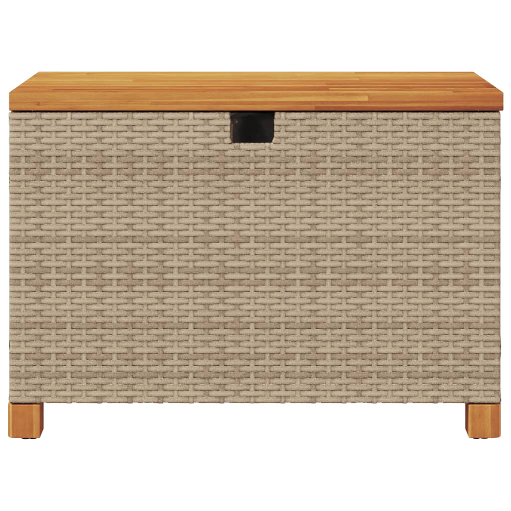 Contenitore Giardino Beige 80x40x48cm Polyrattan e Legno Acacia