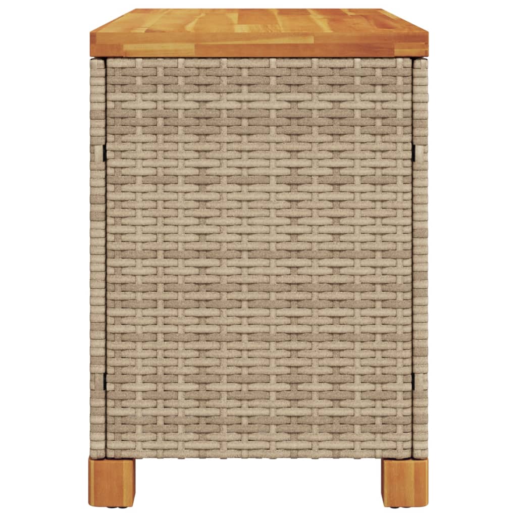 Contenitore Giardino Beige 80x40x48cm Polyrattan e Legno Acacia