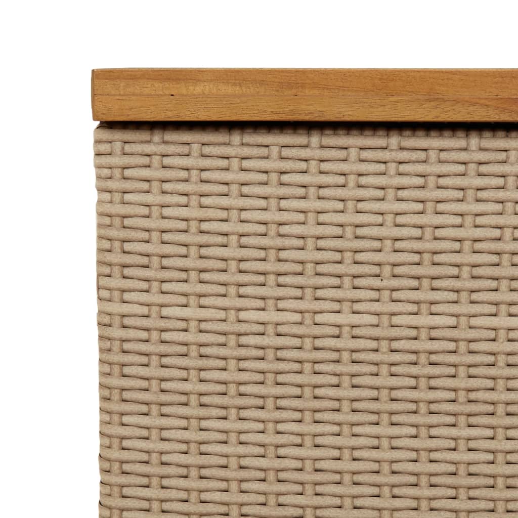 Contenitore Giardino Beige 80x40x48cm Polyrattan e Legno Acacia