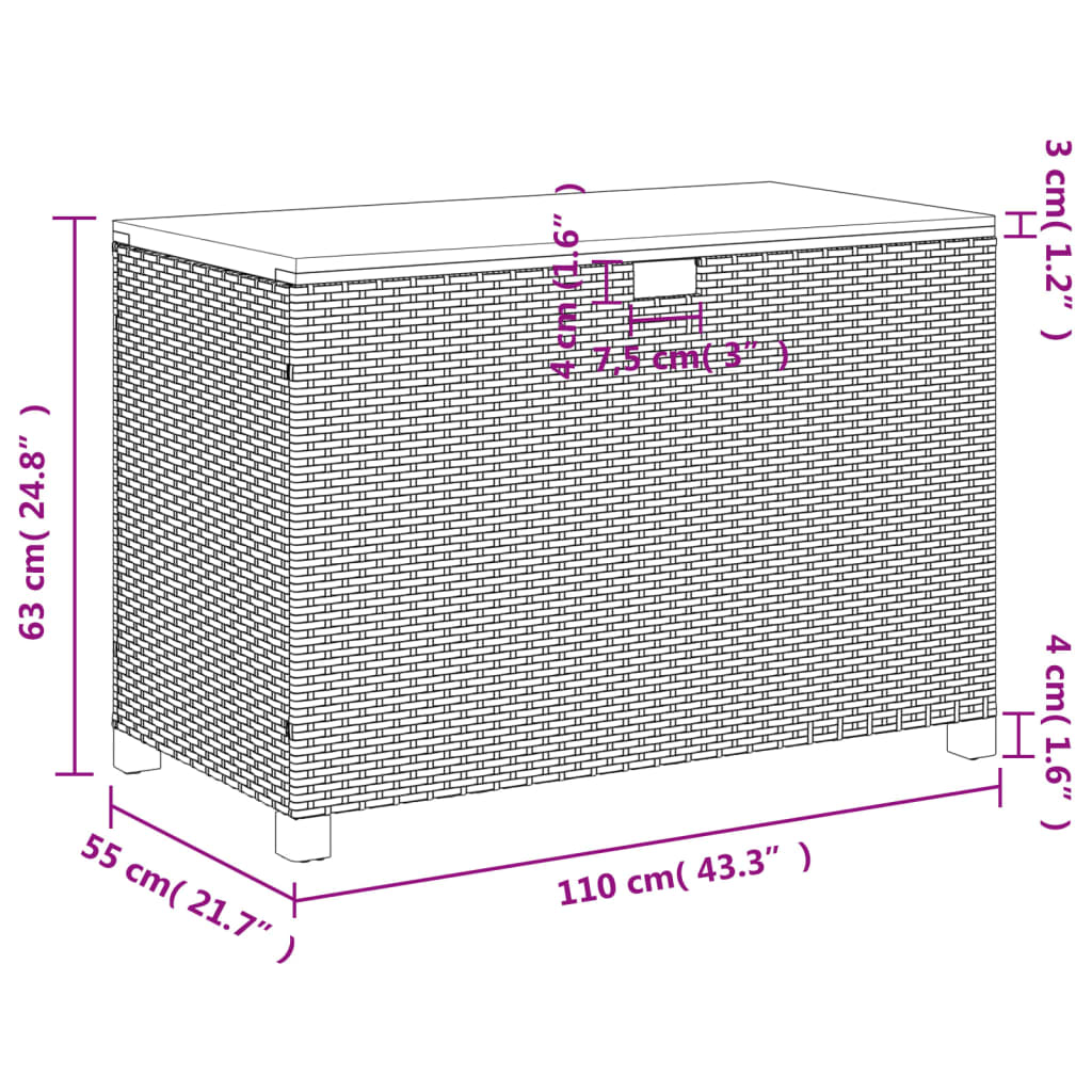 Contenitore Giardino Beige 110x55x63cm Polyrattan Legno Acacia - homemem39