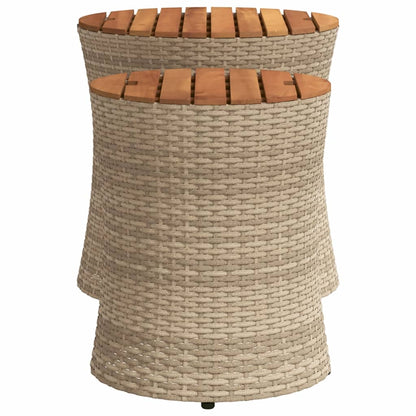 Tavolini da Giardino 2pz con Piano in Legno Beige in Polyrattan - homemem39