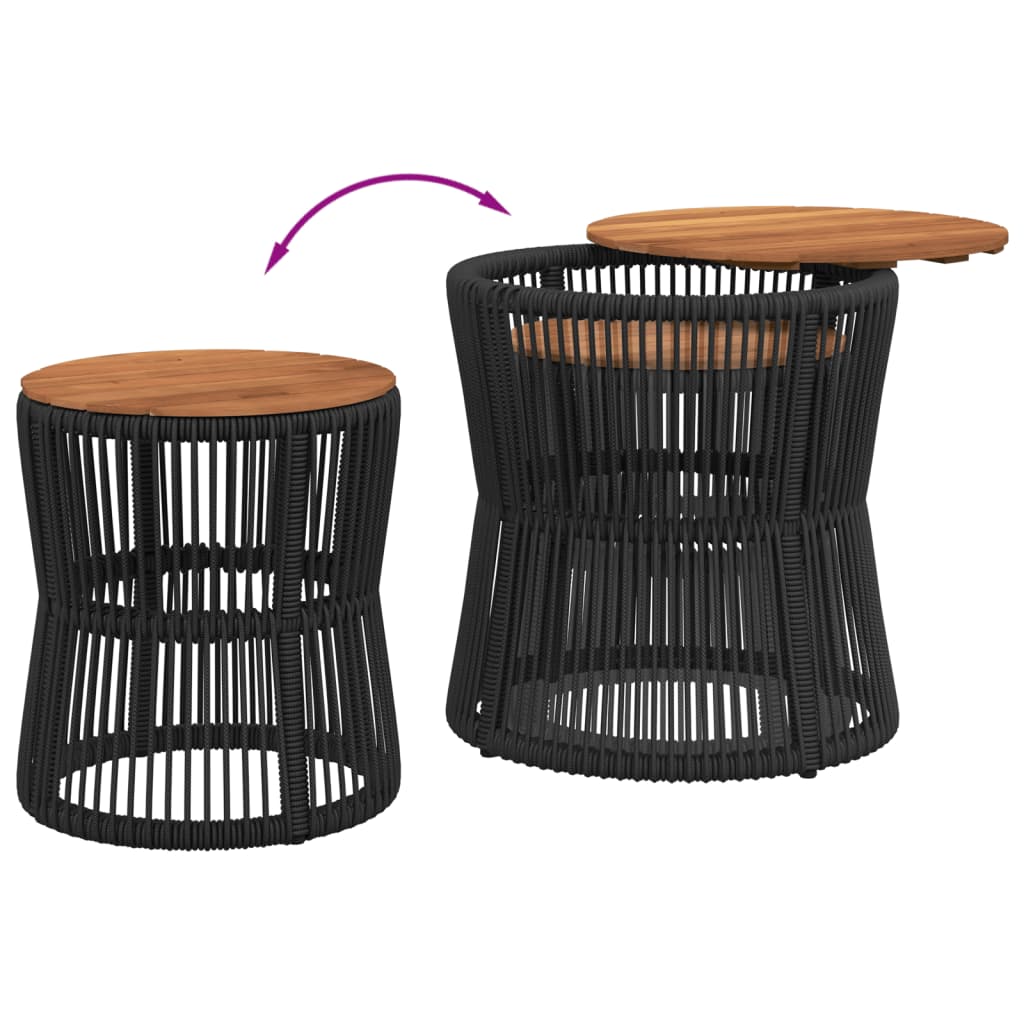 Tavolini da Giardino 2 pz con Piano in Legno Neri in Polyrattan | homemem39
