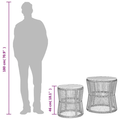 Tavolini da Giardino 2 pz con Piano in Legno Neri in Polyrattan | homemem39