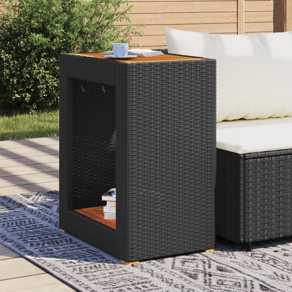 Tavolino da Giardino Piano Legno Nero 60x40x75 cm Polyrattan - homemem39