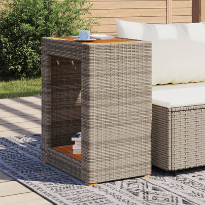 Tavolino da Giardino Piano Legno Grigio 60x40x75 cm Polyrattan