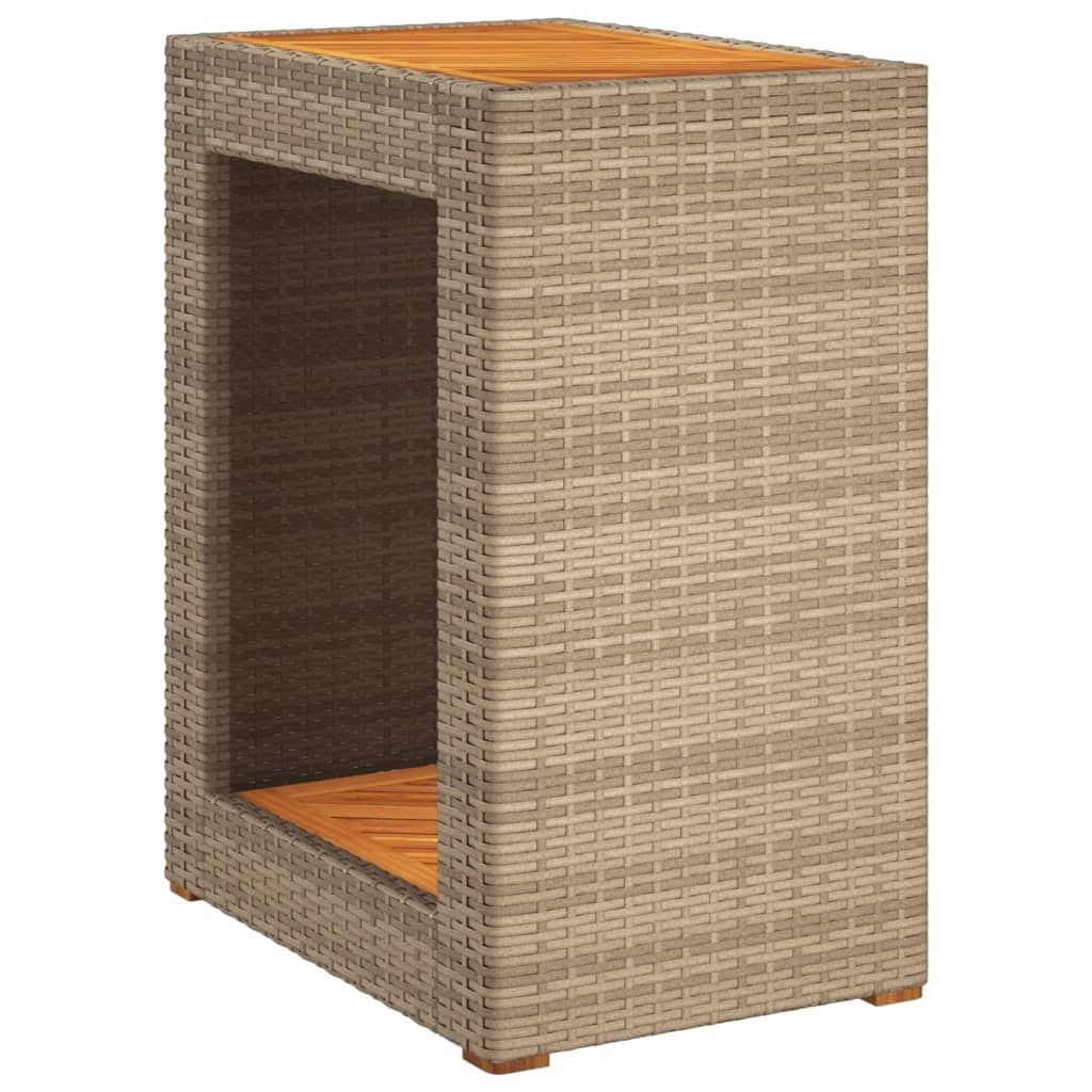 Tavolino da Giardino Piano Legno Beige 60x40x75 cm Polyrattan - homemem39