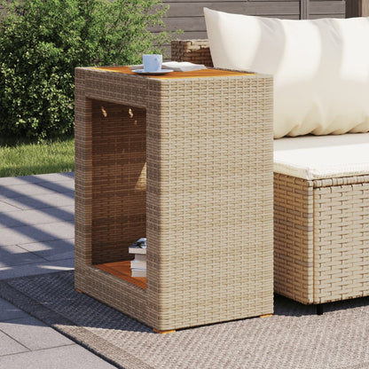 Tavolino da Giardino Piano Legno Beige 60x40x75 cm Polyrattan - homemem39
