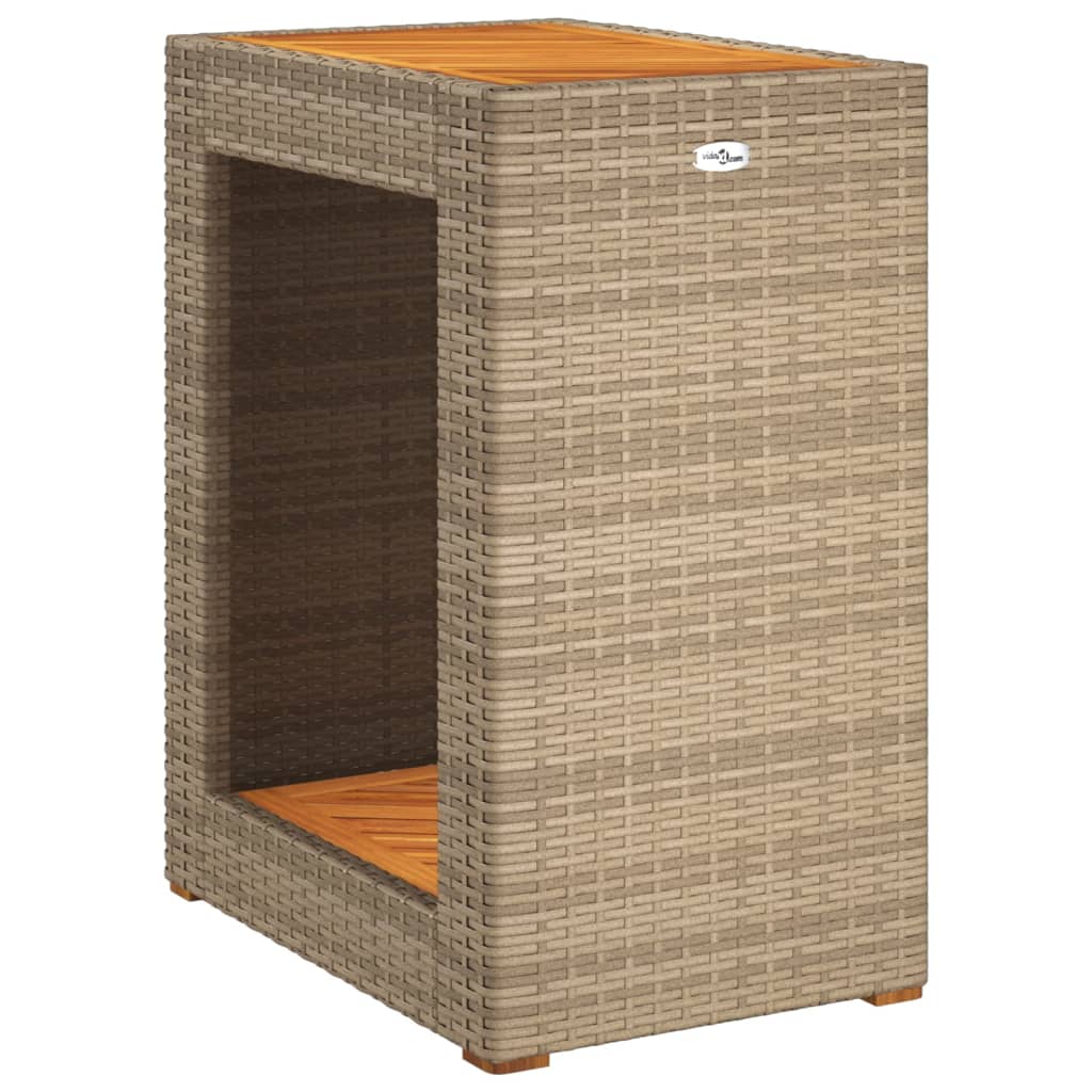 Tavolino da Giardino Piano Legno Beige 60x40x75 cm Polyrattan - homemem39