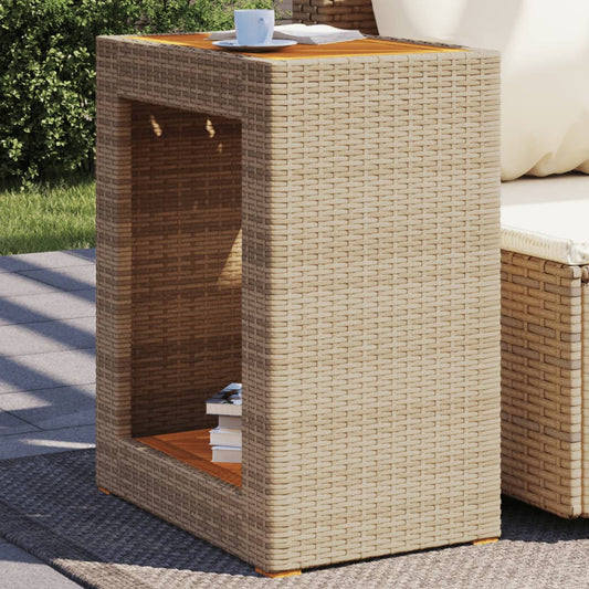 Tavolino da Giardino Piano Legno Beige 60x40x75 cm Polyrattan - homemem39