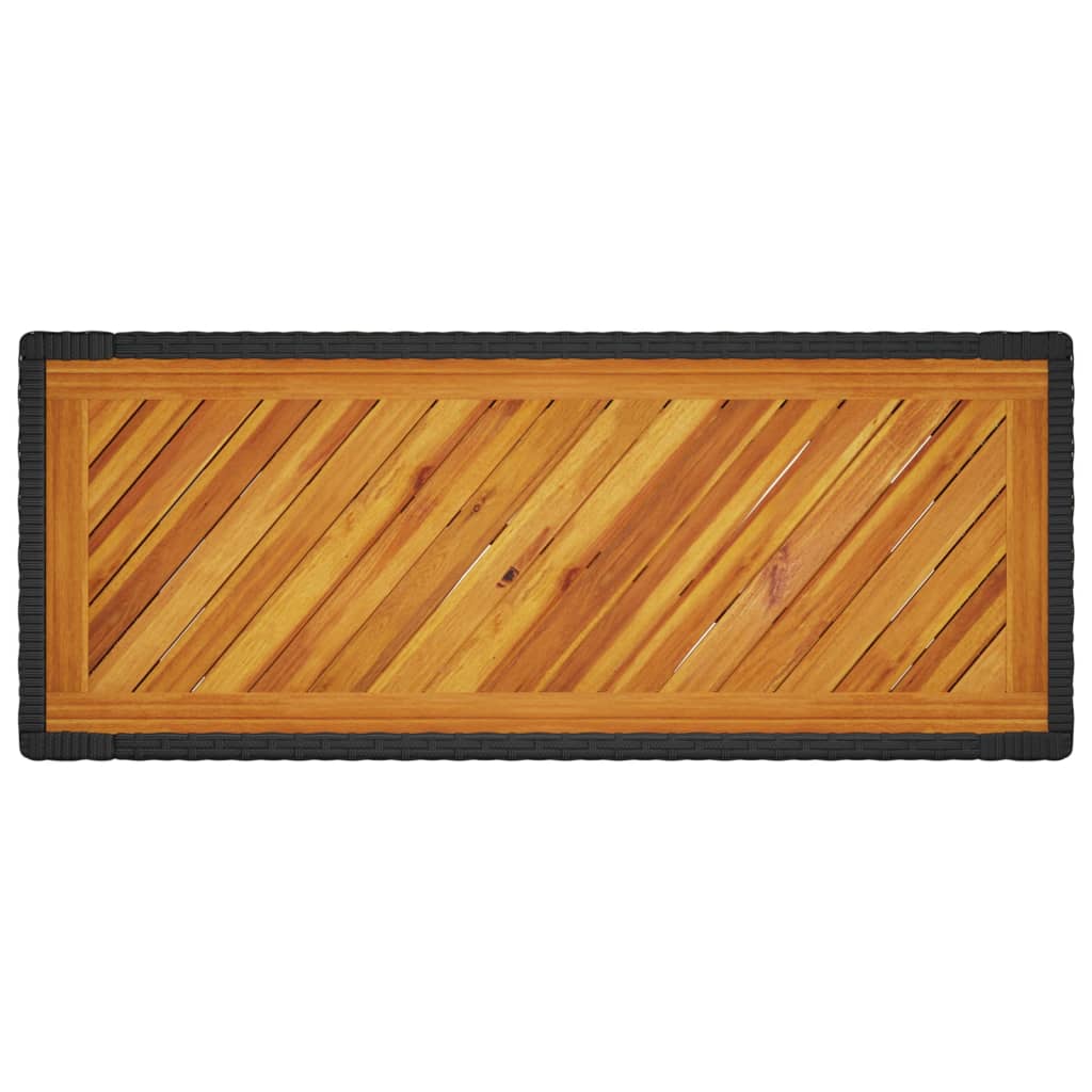 Tavolino da Giardino Piano Legno Nero 100x40x75 cm Polyrattan - homemem39