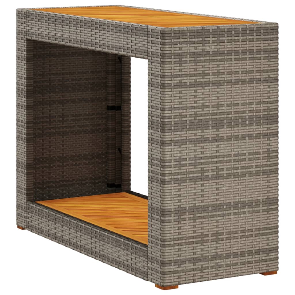 Tavolino da Giardino Piano Legno Grigio 100x40x75 cm Polyrattan - homemem39