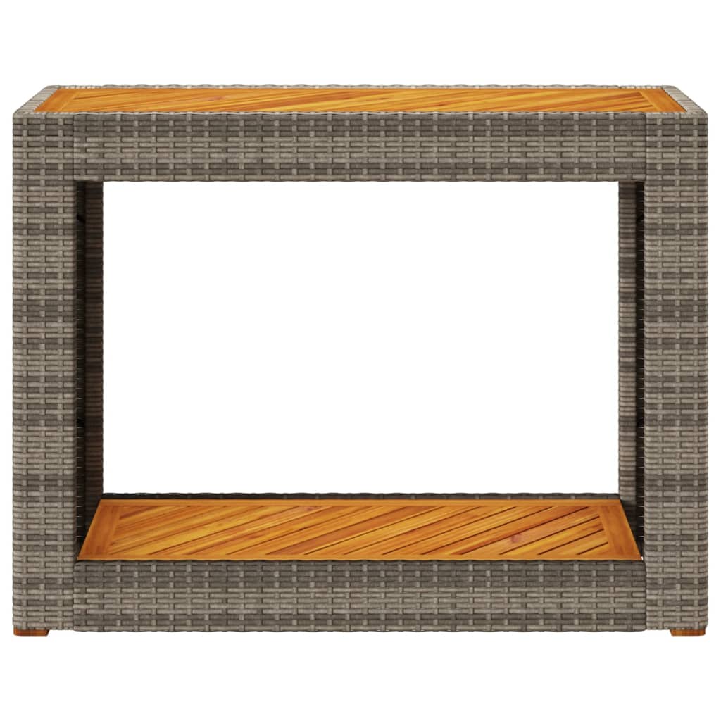 Tavolino da Giardino Piano Legno Grigio 100x40x75 cm Polyrattan - homemem39