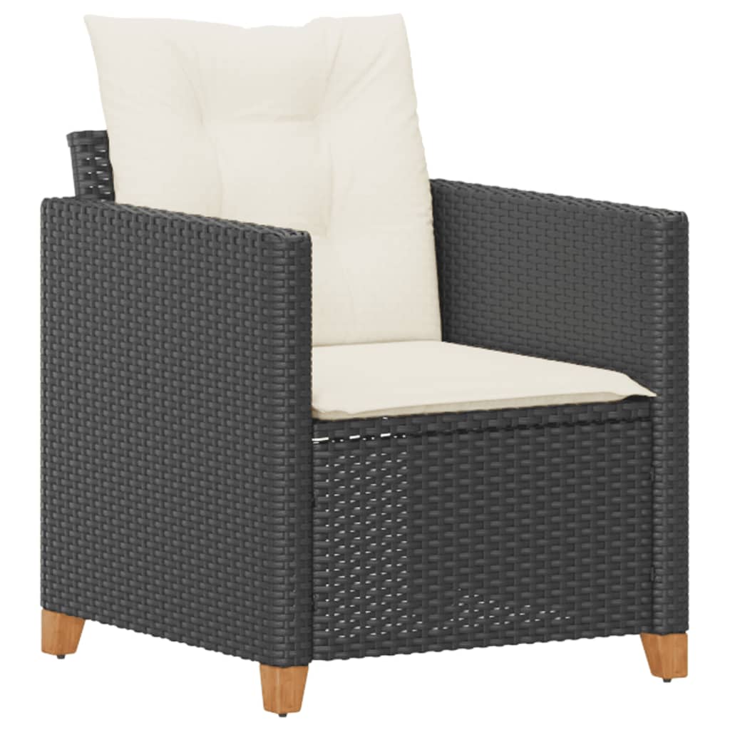 Poltrona da Giardino con Cuscini in Polyrattan Nero - homemem39