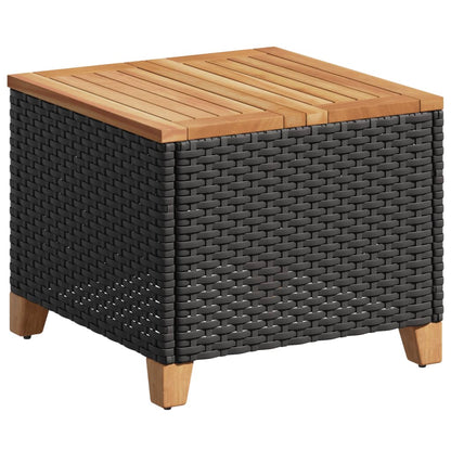 Tavolo da Giardino Nero 45x45x37cm in Polyrattan e Legno Acacia - homemem39