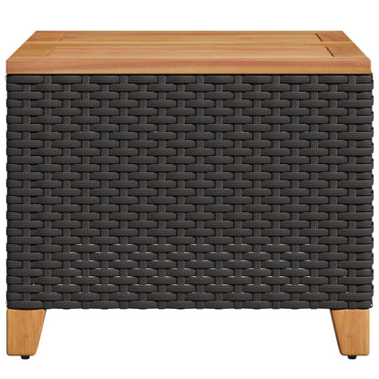 Tavolo da Giardino Nero 45x45x37cm in Polyrattan e Legno Acacia - homemem39