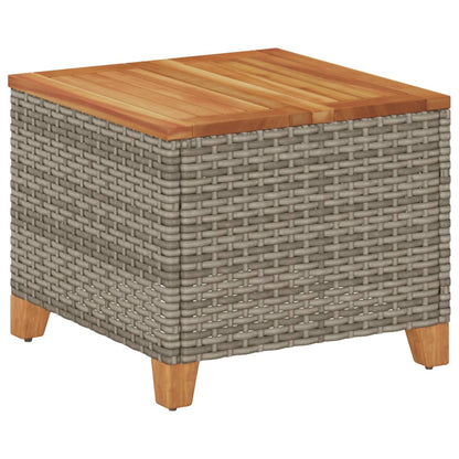 Tavolo da Giardino Grigio 45x45x37 cm Polyrattan e Legno Acacia - homemem39