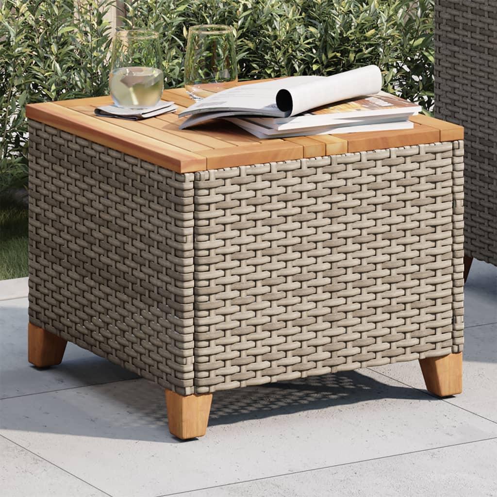 Tavolo da Giardino Grigio 45x45x37 cm Polyrattan e Legno Acacia | homemem39
