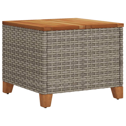 Tavolo da Giardino Grigio 45x45x37 cm Polyrattan e Legno Acacia | homemem39