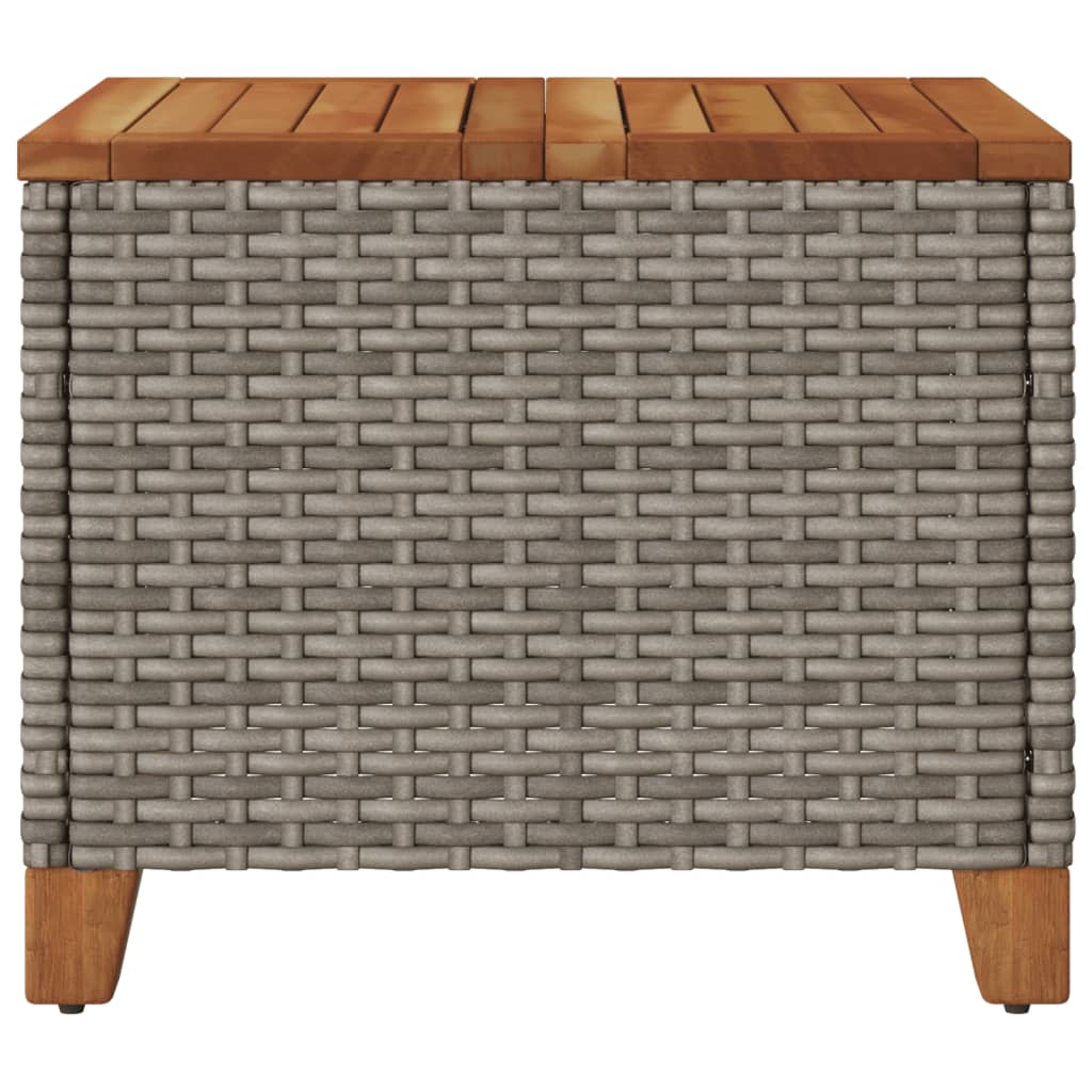 Tavolo da Giardino Grigio 45x45x37 cm Polyrattan e Legno Acacia | homemem39