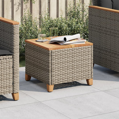 Tavolo da Giardino Grigio 45x45x37 cm Polyrattan e Legno Acacia | homemem39