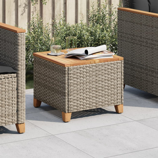 Tavolo da Giardino Grigio 45x45x37 cm Polyrattan e Legno Acacia | homemem39