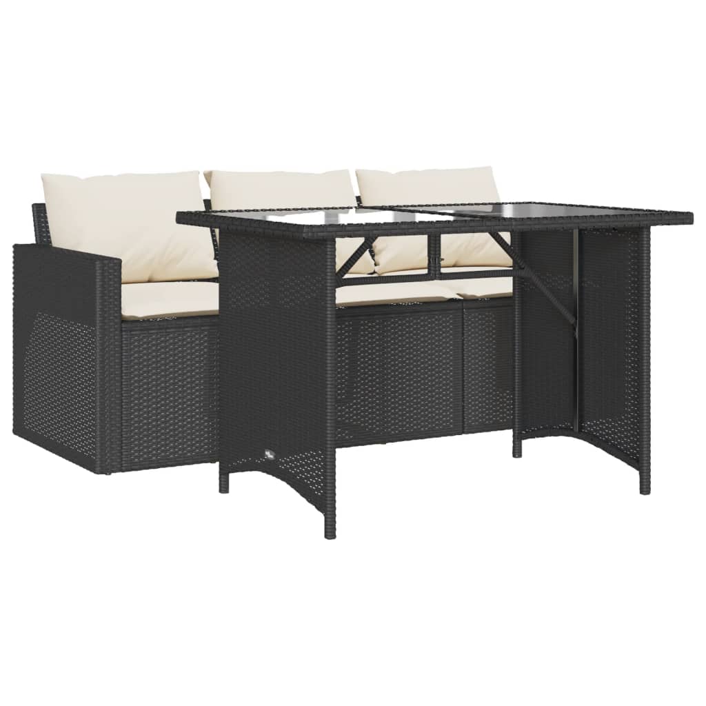 Set da Pranzo da Giardino 2 pz con Cuscini Nero in Polyrattan | homemem39