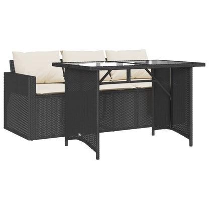 Set da Pranzo da Giardino 2 pz con Cuscini Nero in Polyrattan | homemem39