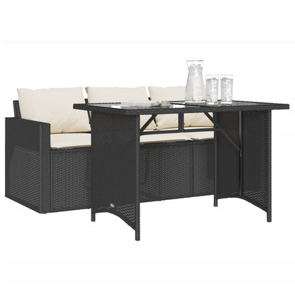 Set da Pranzo da Giardino 2 pz con Cuscini Nero in Polyrattan | homemem39