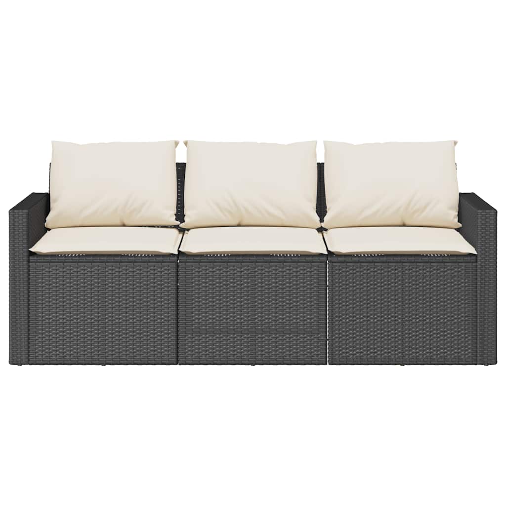Set da Pranzo da Giardino 2 pz con Cuscini Nero in Polyrattan