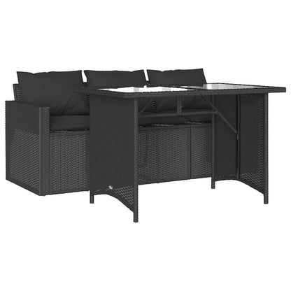 Set da Pranzo da Giardino 2 pz con Cuscini Nero in Polyrattan | homemem39