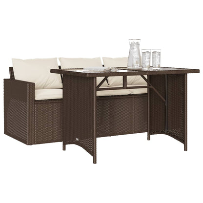 Set da Pranzo da Giardino 2pz con Cuscini in Polyrattan Marrone | homemem39
