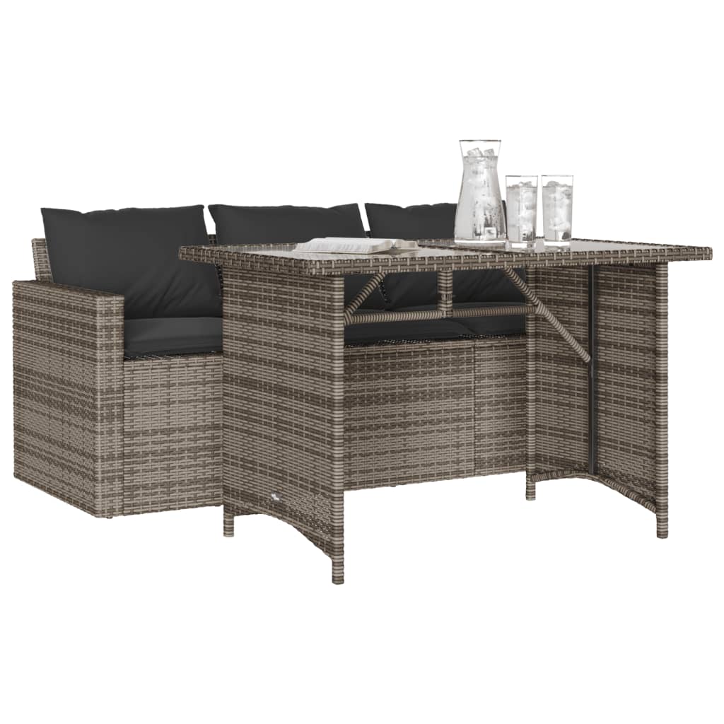 Set da Pranzo da Giardino 2 pz con Cuscini in Polyrattan Grigio | homemem39