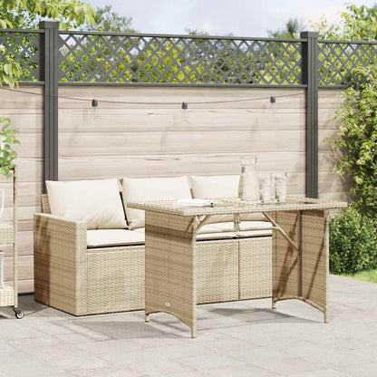 Set da Pranzo da Giardino 2 pz con Cuscini Beige in Polyrattan
