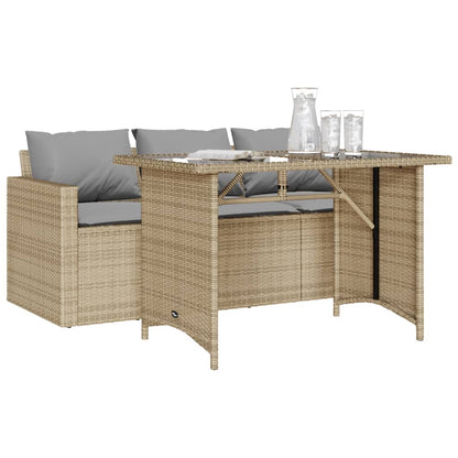 Set da Pranzo da Giardino 2 pz con Cuscini Beige in Polyrattan | homemem39